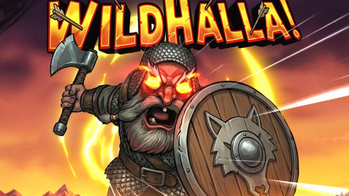Interface do jogo de slot Wildhalla com temática viking e elementos visuais de neon